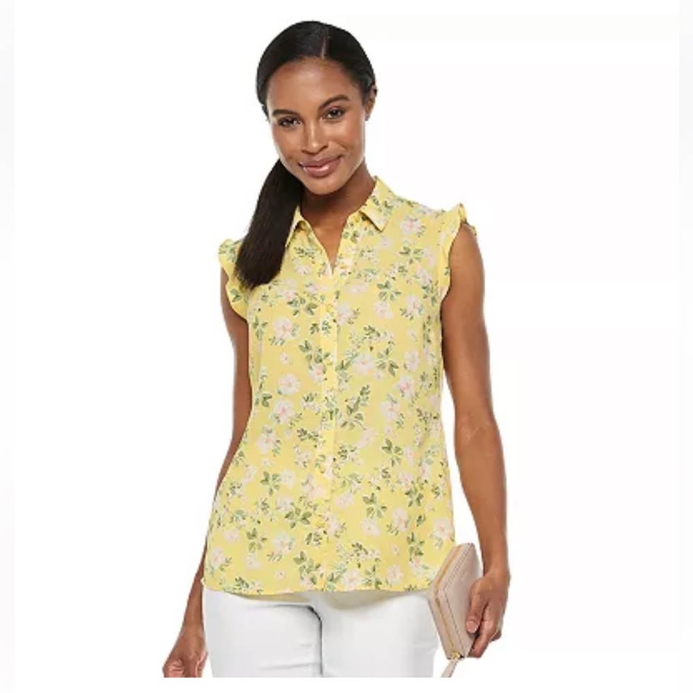 Yellow floral blouse